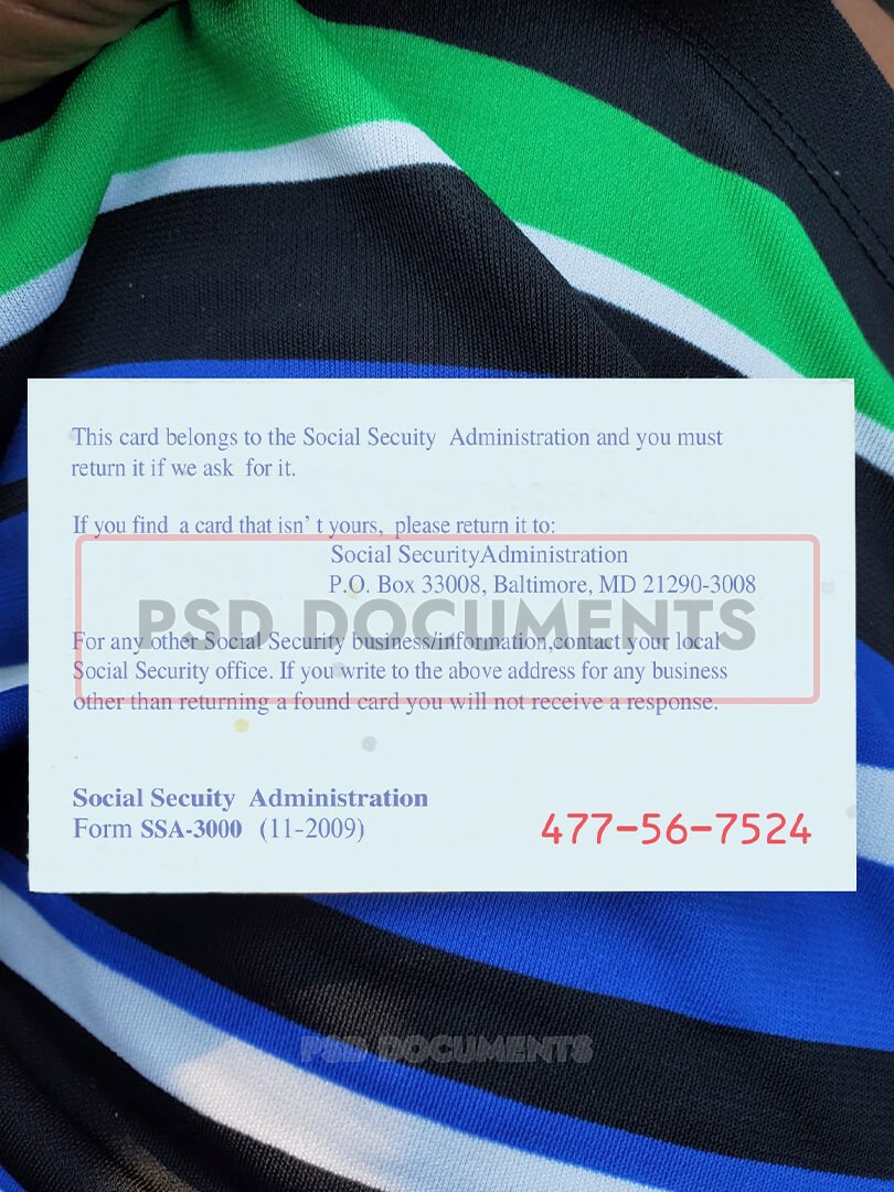 Backside Copy of New Social Security Card Template