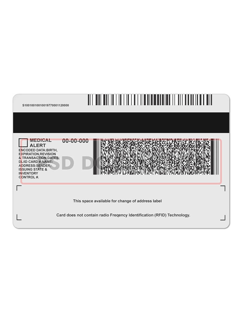 Backside Copy of Michigan Identification Card Template