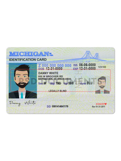 Front side Copy of Michigan Identification Card Template