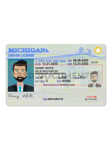 Frontside Copy of Michigan Driver License Card Template