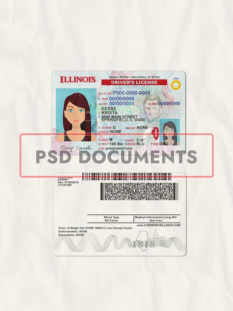 Illinois Driving License PSD New