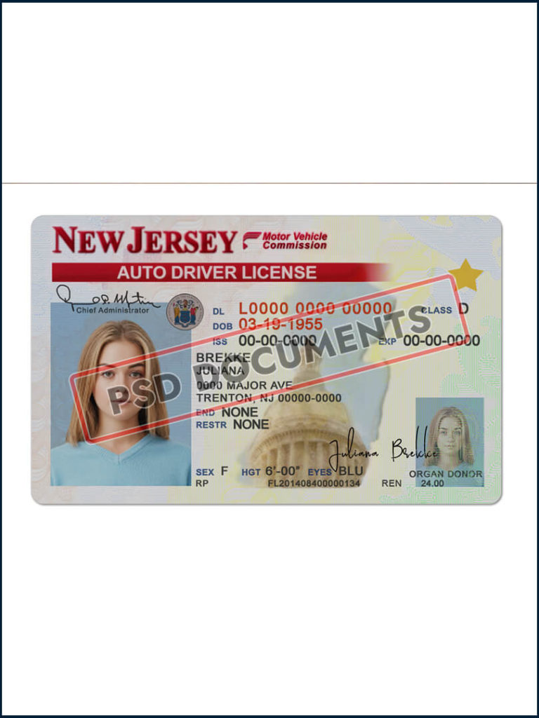 New Jersey Drivers License Template PSD | PSD Documents