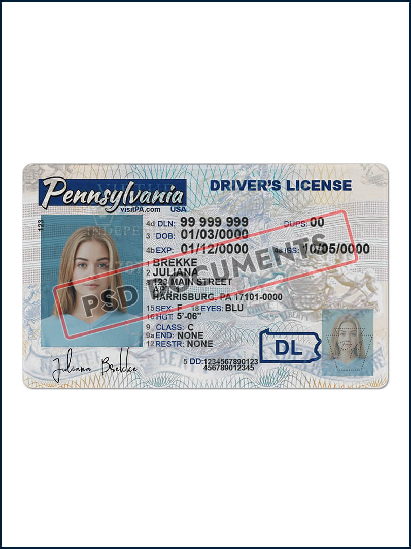 Pennsylvania Driver License PSD Template f