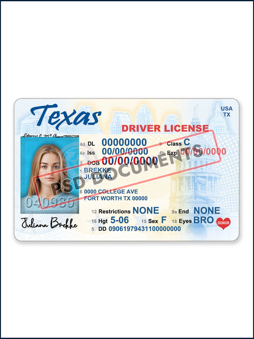 Texas Drivers License Template Psd Free Download