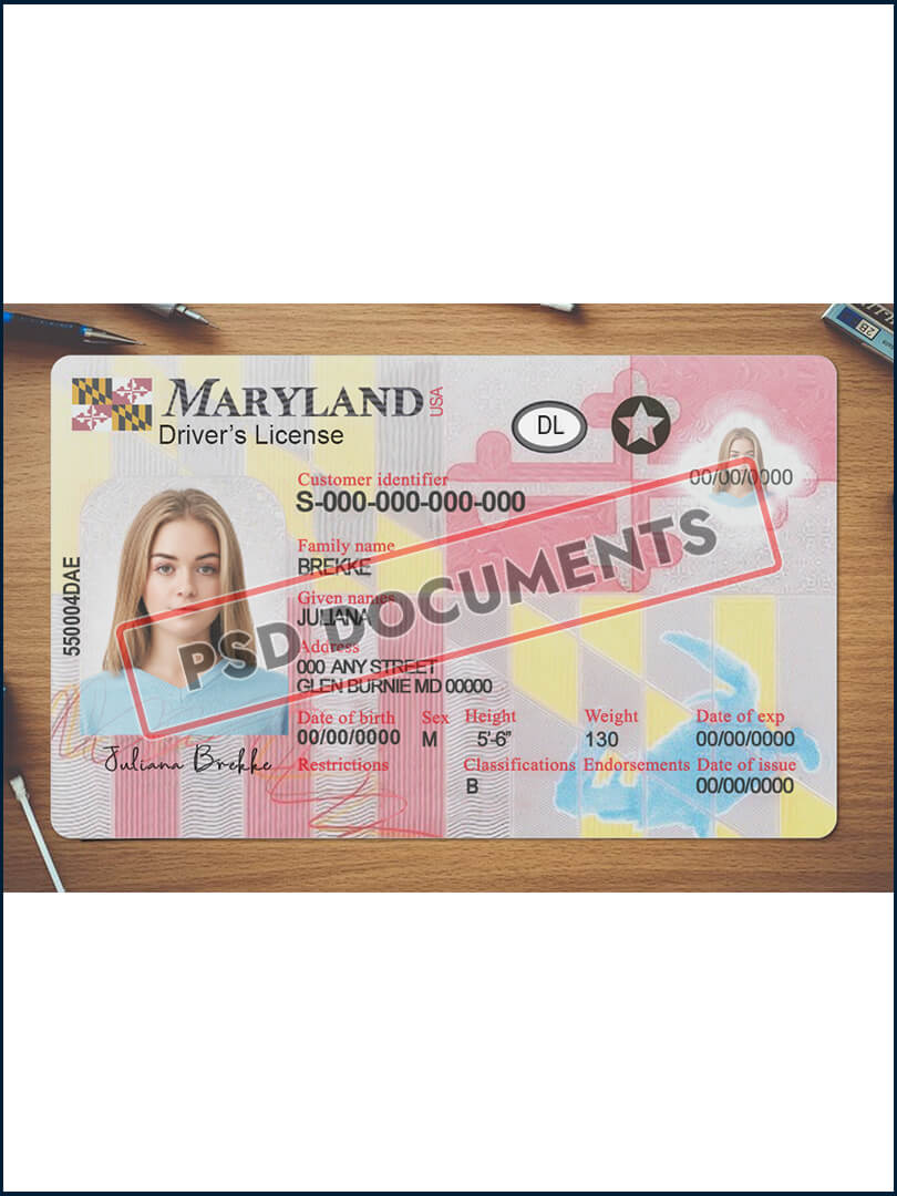 Maryland Driver License PSD | PSD Documents