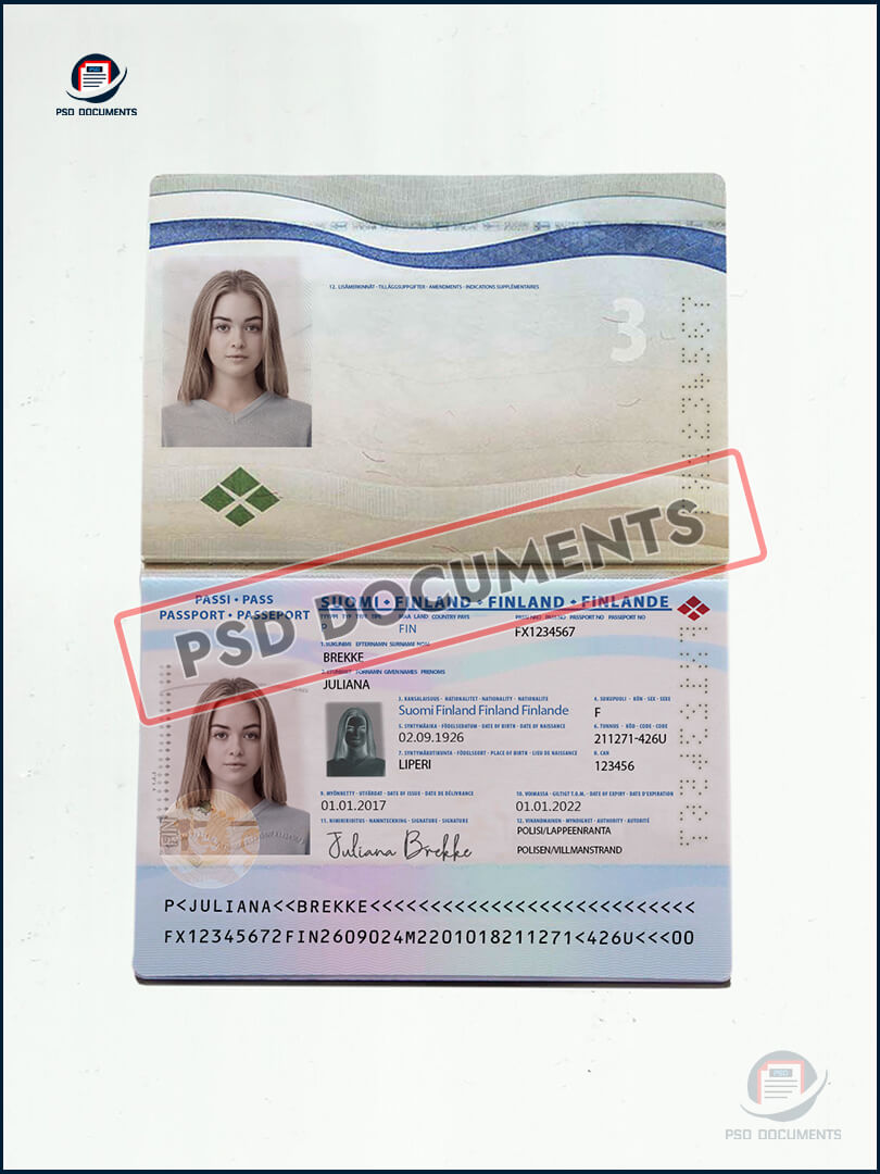 Finland passport Psd Documents 2
