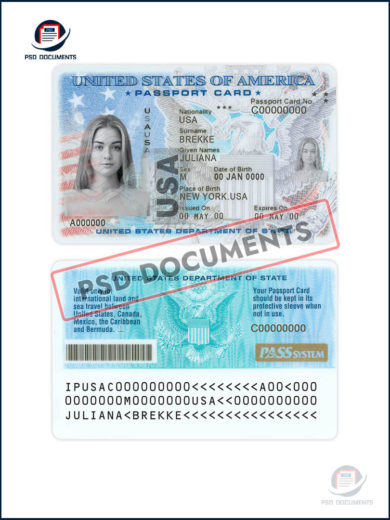 USA Passport Card Psd Documents