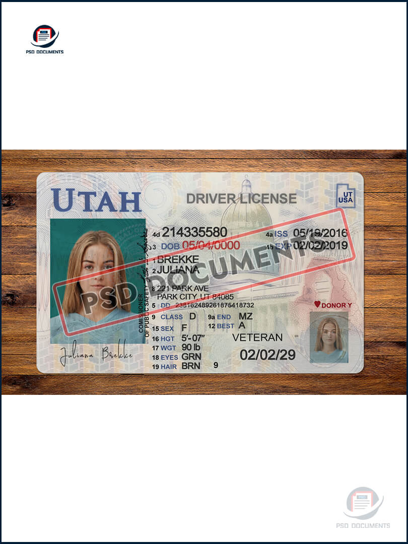 Utah Driver License Template New Psd Documents