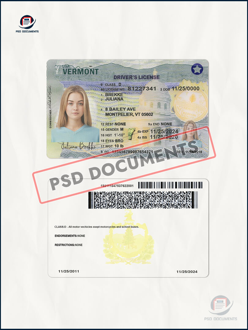 Vermont Driver License Template New Psd Documents