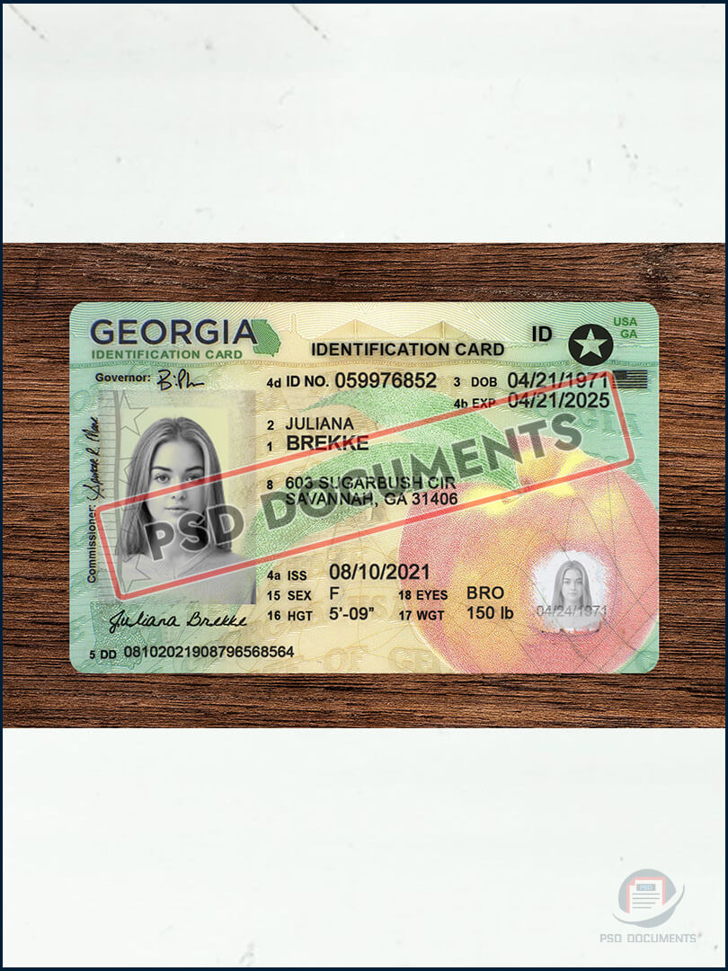 PsdDocuments Georgia Identification Card PSD Template New 1